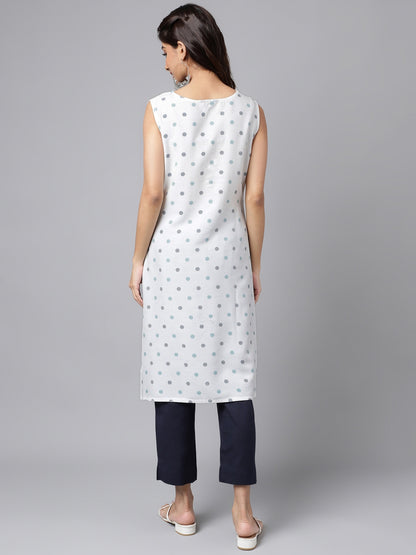 Women's White Casual Cotton Kurti (Top Only)