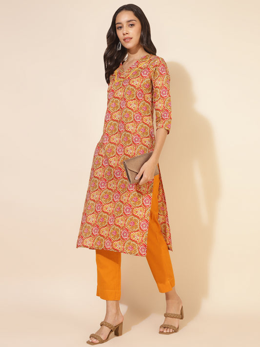 Women's Multicolor Floral Casual Kurti (Top Only)