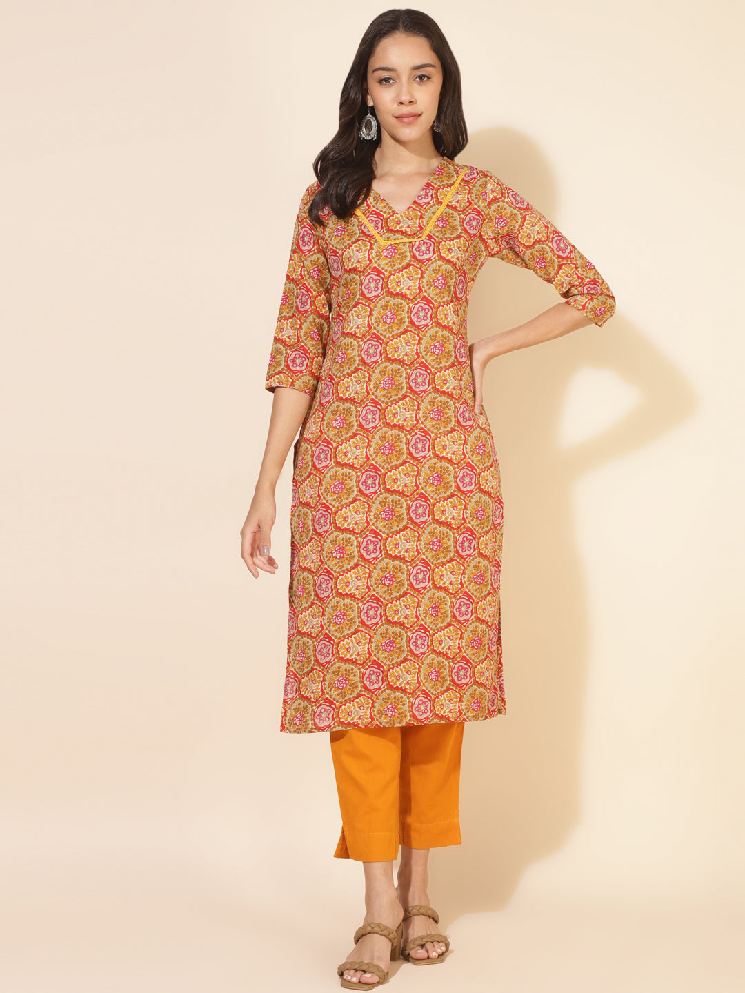 Women's Multicolor Floral Casual Kurti (Top Only)