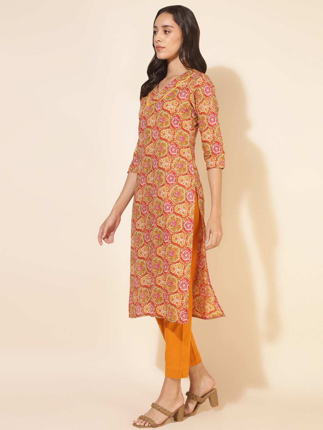 Women's Multicolor Floral Casual Kurti (Top Only)